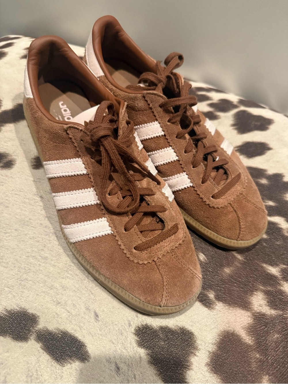 adidas Brown Suede Low-Top Sneakers with White Stripes